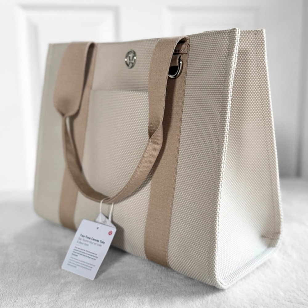 NWT Lululemon Two-Tone Canvas Tote Bag — 10L — Movage Tan/Light Ivory — SOLD OUT - Picture 6 of 14